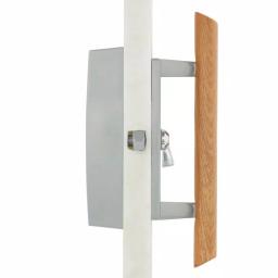 Prime-Line Gray Diecast Patio Door Handle with Wood Grip, Tee Lock with Key, 3-15/16 in. Mounting thumbnail 3