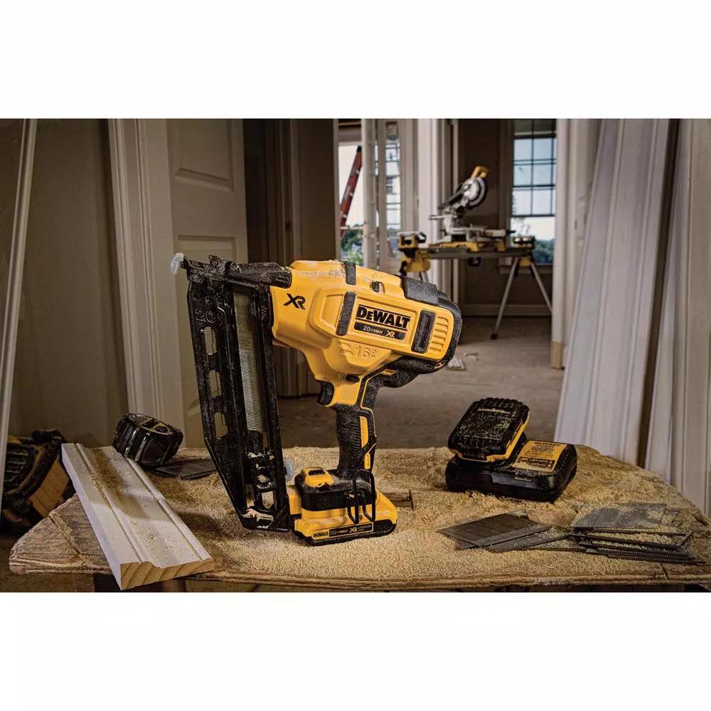 DEWALT 20V MAX 16-Gauge Cordless Angled Nailer Kit with Bonus DCD780B Compact Drill/Driver