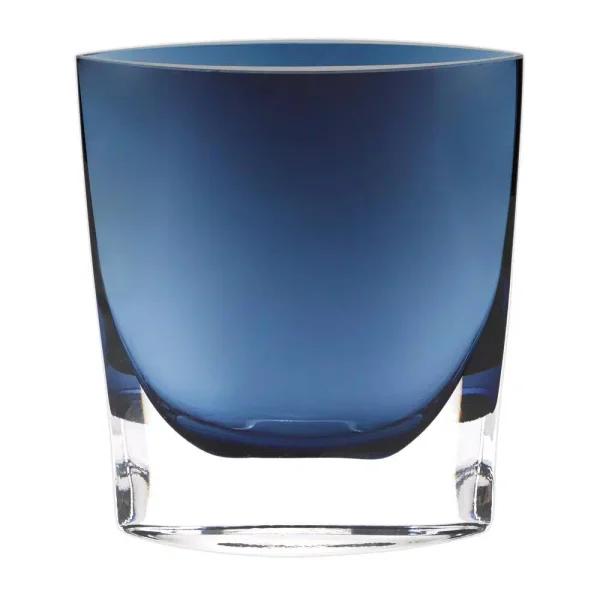 Badash Crystal Sutton Galleries Samantha 8 in. Midnight Blue European Mouth Blown Thick Walled Glass Vase