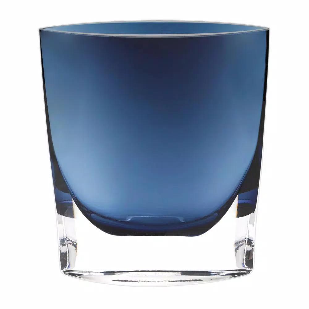 Badash Crystal Sutton Galleries Samantha 8 in. Midnight Blue European Mouth Blown Thick Walled Glass Vase
