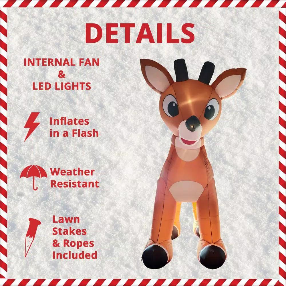 Fraser Hill Farm 15 ft. Pre-Lit Reindeer Christmas Inflatable with Moving Head