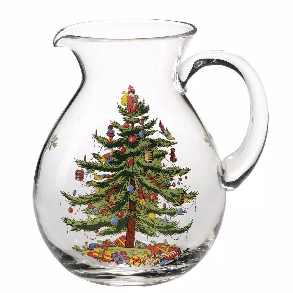 Spode Christmas Tree 6 Pt. Glass Pitcher for Holiday Serving