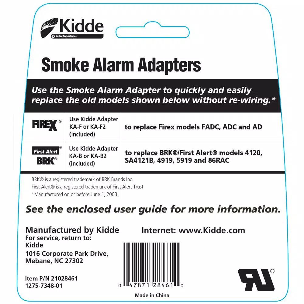 Kidde Hardwire Smoke and Combination Alarm Adapters for First Alert and BRK Models