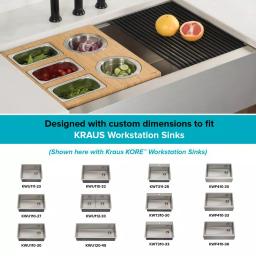 Kraus Workstation Kitchen Sink Accessory Set - Bamboo Serving Board & 5 Stainless Steel Prep Bowls thumbnail 4