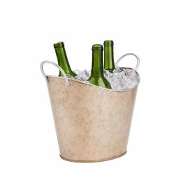 Mind Reader Copper Plated Galvanized Oval Beverage and Ice Bucket with Handles thumbnail 3