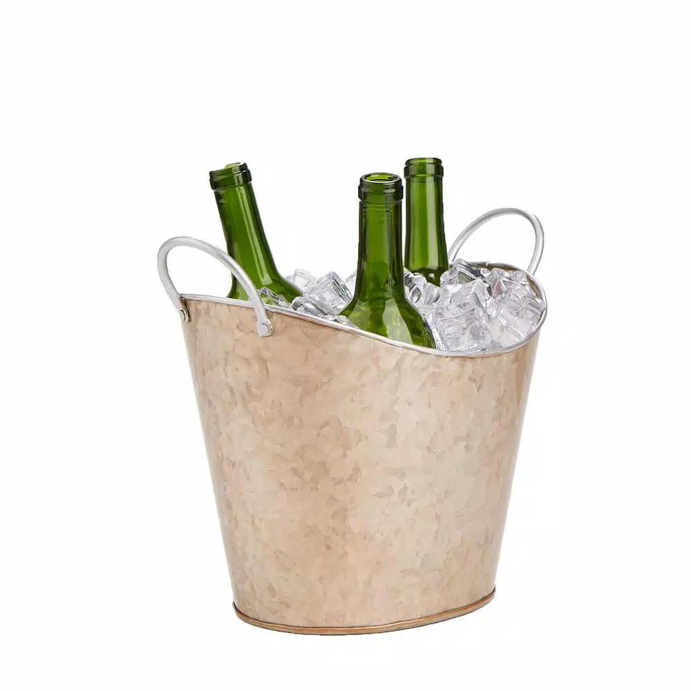 Mind Reader Copper Plated Galvanized Oval Beverage and Ice Bucket with Handles