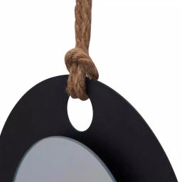 DANYA B Algarve Black Round Pillar Candle Sconce with Mirror and Rope thumbnail 7