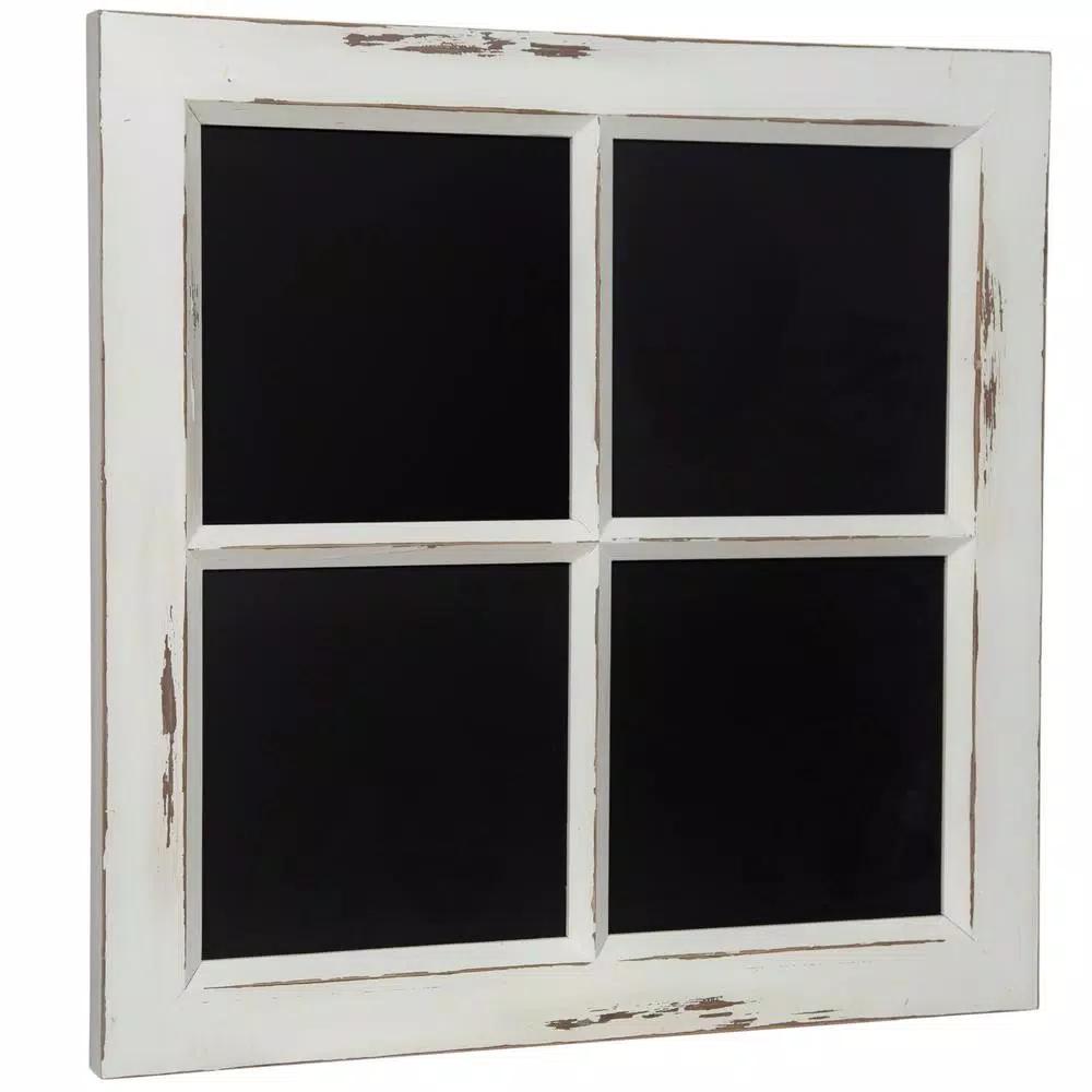Pinnacle Distressed White Window Pane Framed Chalkboard - Rustic Farmhouse Memo Board
