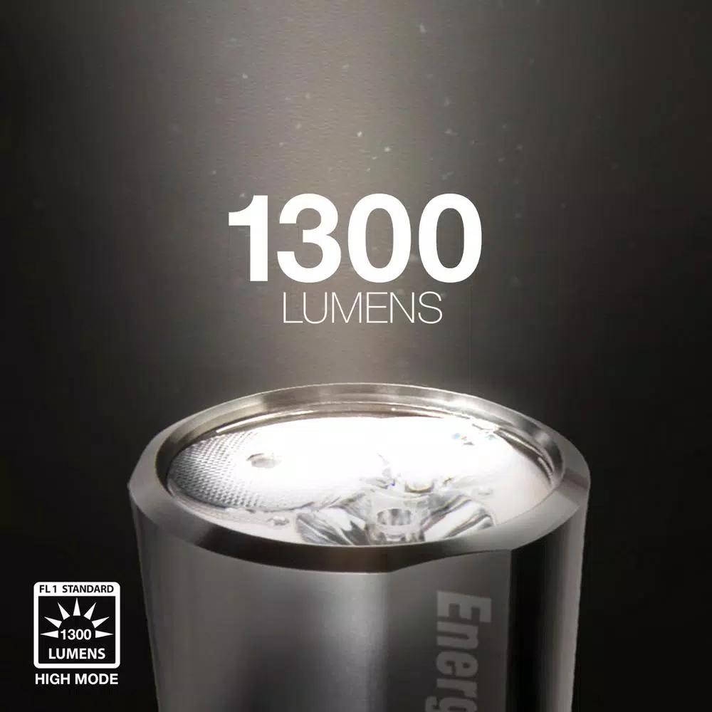 Energizer VISION HD Extra Performance 1300 Lumen LED Flashlight, Digital Focus, Silver