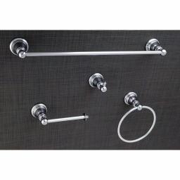 Kingston Brass Classic 4-Piece Polished Chrome Bath Hardware Set - Transitional Style thumbnail 4