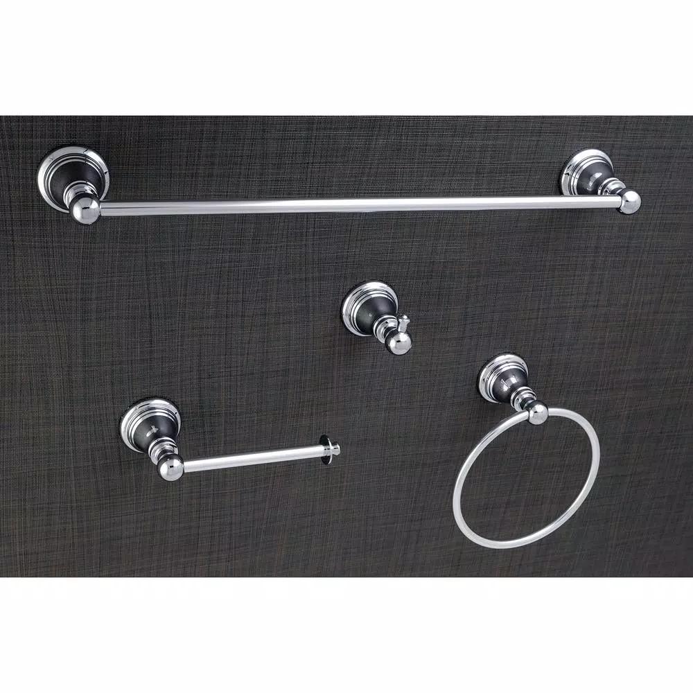 Kingston Brass Classic 4-Piece Polished Chrome Bath Hardware Set - Transitional Style