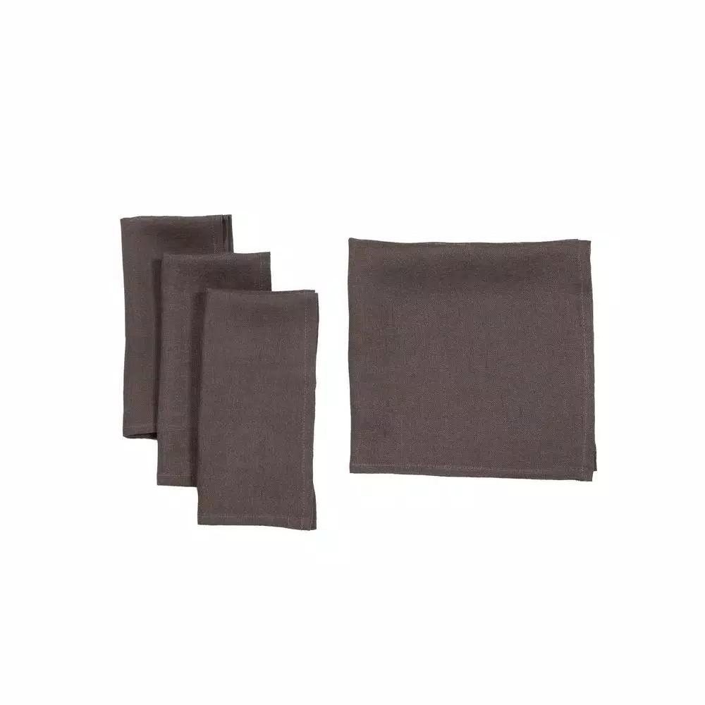 Manor Luxe Classic 100% Linen Napkins, Dark Gray (Set of 4)