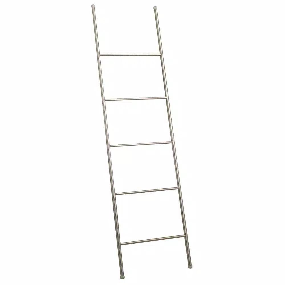 interDesign Forma 60 in. Brushed Stainless Steel Towel Ladder Rack, 5-Bar Freestanding Design
