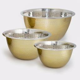 ExcelSteels 5 Qt. Professional Stainless Steel Hammered Mixing Bowl with Gold Tone thumbnail 1