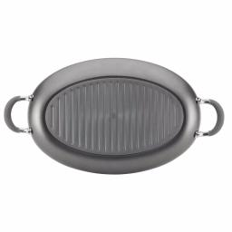 Circulon Elementum 15 in. Hard-Anodized Aluminum Nonstick Oval Grill Pan, Oyster Gray thumbnail 3