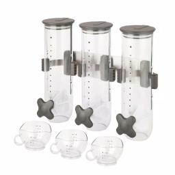 Honey-Can-Do SmartSpace Edition Wall-Mounted Triple Cereal Dispenser - Stainless Steel Dry Food Dispenser thumbnail 2