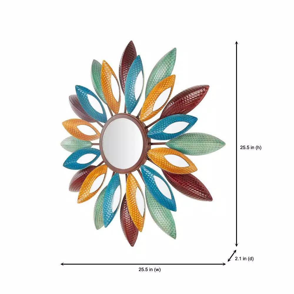StyleWell Sunburst Art Deco Multi-Colored Metal Accent Mirror, 25.5 in. Diameter