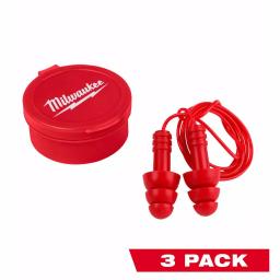 Milwaukee Corded Reusable Red Earplugs, 26 dB NRR (3-Pack) thumbnail 1