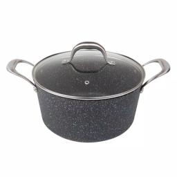 masterpan Granite Ultra 5 qt. Cast Aluminum Nonstick Stock Pot with Glass Lid, Black Marble thumbnail 1