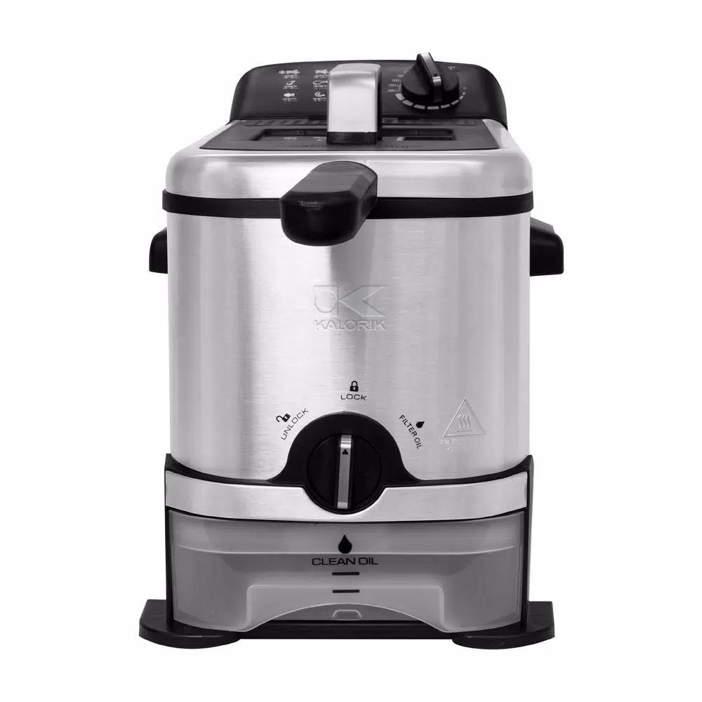 Kalorik 3.2 Qt. Stainless Steel Deep Fryer with Oil Filtration System
