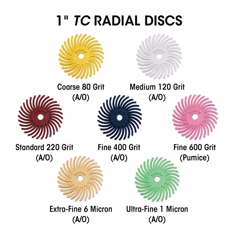 Dedeco Sunburst 7/8 in. Knife-Edge Radial Discs, 220-Grit, 1/16 in. Thickness, 12-Pack