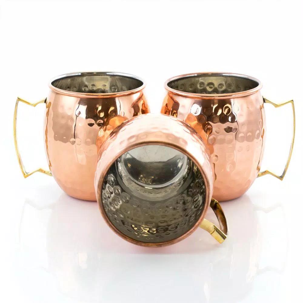 Gibson Elite 18 oz. Hammered Brass Copper Mule Mugs, 8-Piece Set