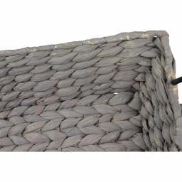 LITTON LANE Nesting Gray Seagrass Basket Trays with Black Metal Handles, Set of 3 thumbnail 3
