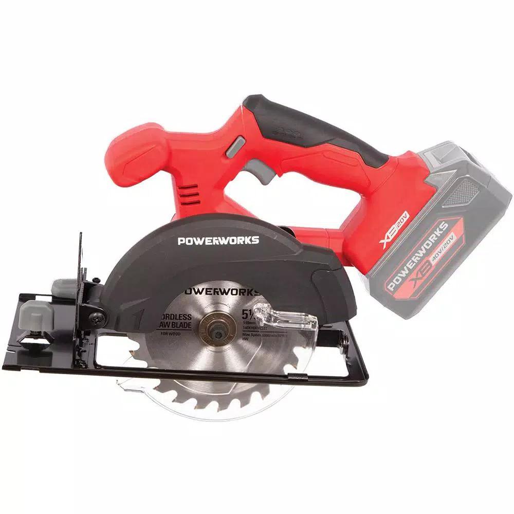 POWERWORKS 20V Cordless Brushless 5.5 in. Circular Saw, Tool Only CRG303