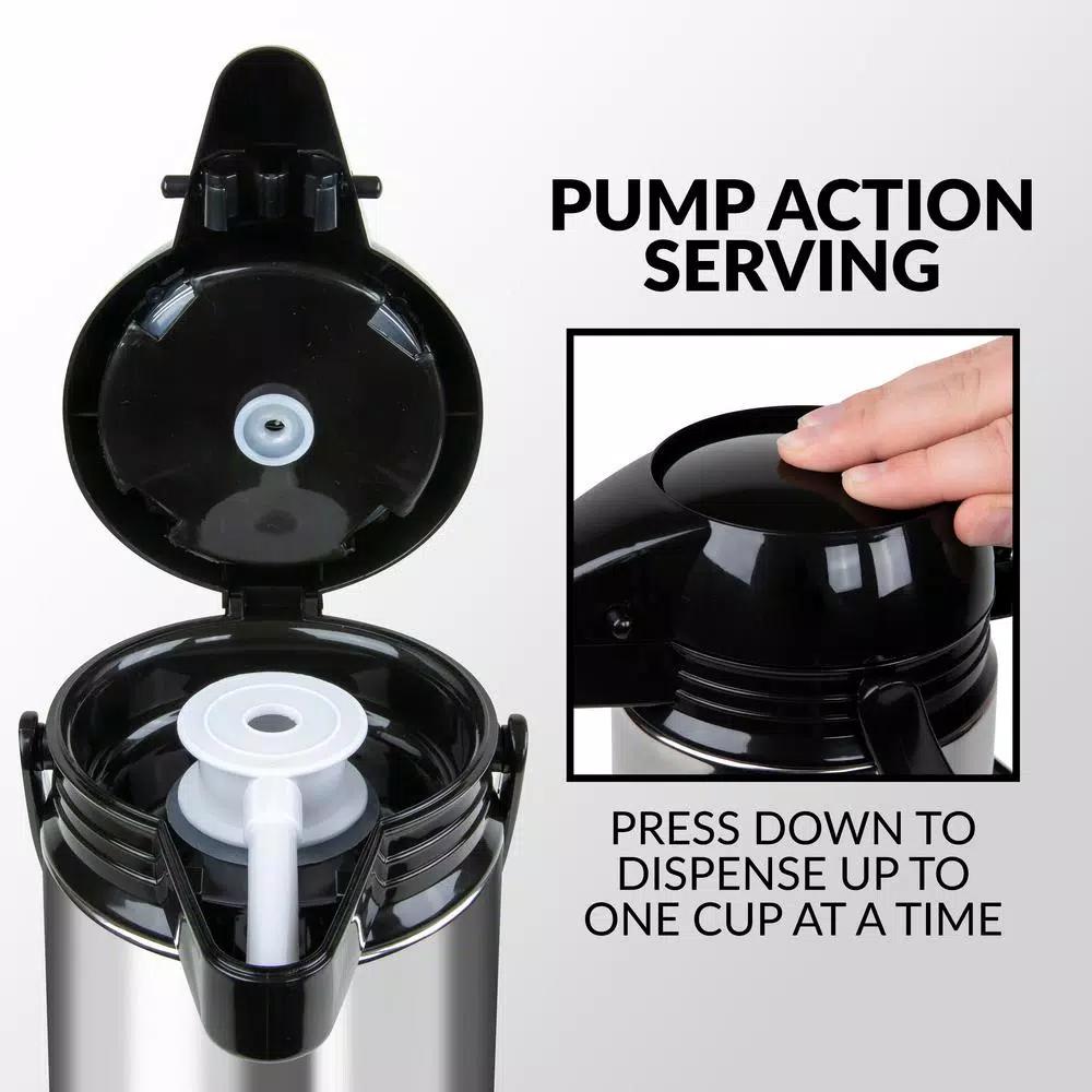 HomeCraft 12-Cup Stainless Steel Coffee Urn Dispenser, 2L Airpot Server
