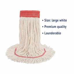 Boardwalk Super Loop Large Cotton/Synthetic Wet Mop Head, White (12-Pack) thumbnail 3