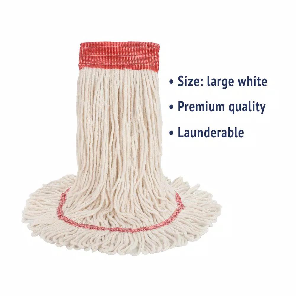 Boardwalk Super Loop Large Cotton/Synthetic Wet Mop Head, White (12-Pack)