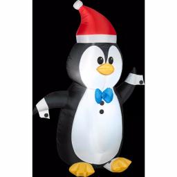 Gemmy 4 ft. Christmas Inflatable Tuxedo Penguin with Santa Hat, LED Lights thumbnail 1
