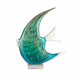 Dale Tiffany 16 in. Aqua Fish Handcrafted Irregular Art Glass Figurine - Multi-Colored Tropical Angelfish Sculpture thumbnail 2