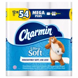 Charmin Ultra Strong Toilet Paper, Mega Plus Rolls, 12 Count thumbnail 1