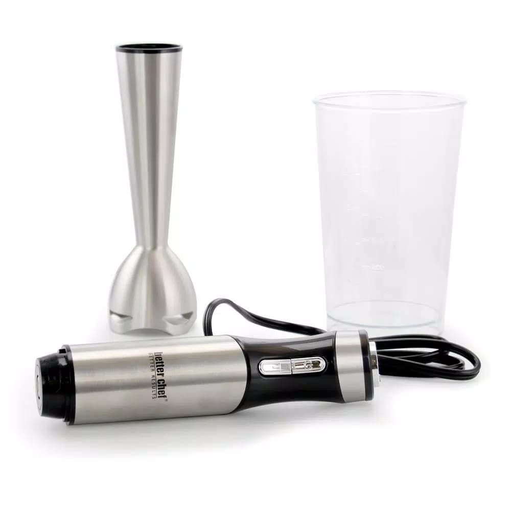 Better Chef 260W Variable Speed Immersion Blender with Turbo Boost, Silver