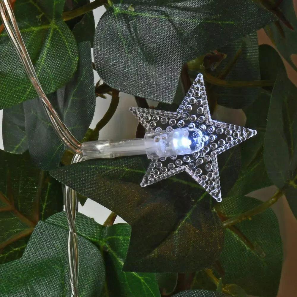 LUMABASE Battery Operated LED Star String Lights, Cool White, 8 ft. (Set of 2)