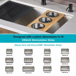 Kraus 16.75 in. Bamboo Workstation Kitchen Sink Serving Board Set with 3 Stainless Steel Prep Bowls thumbnail 4