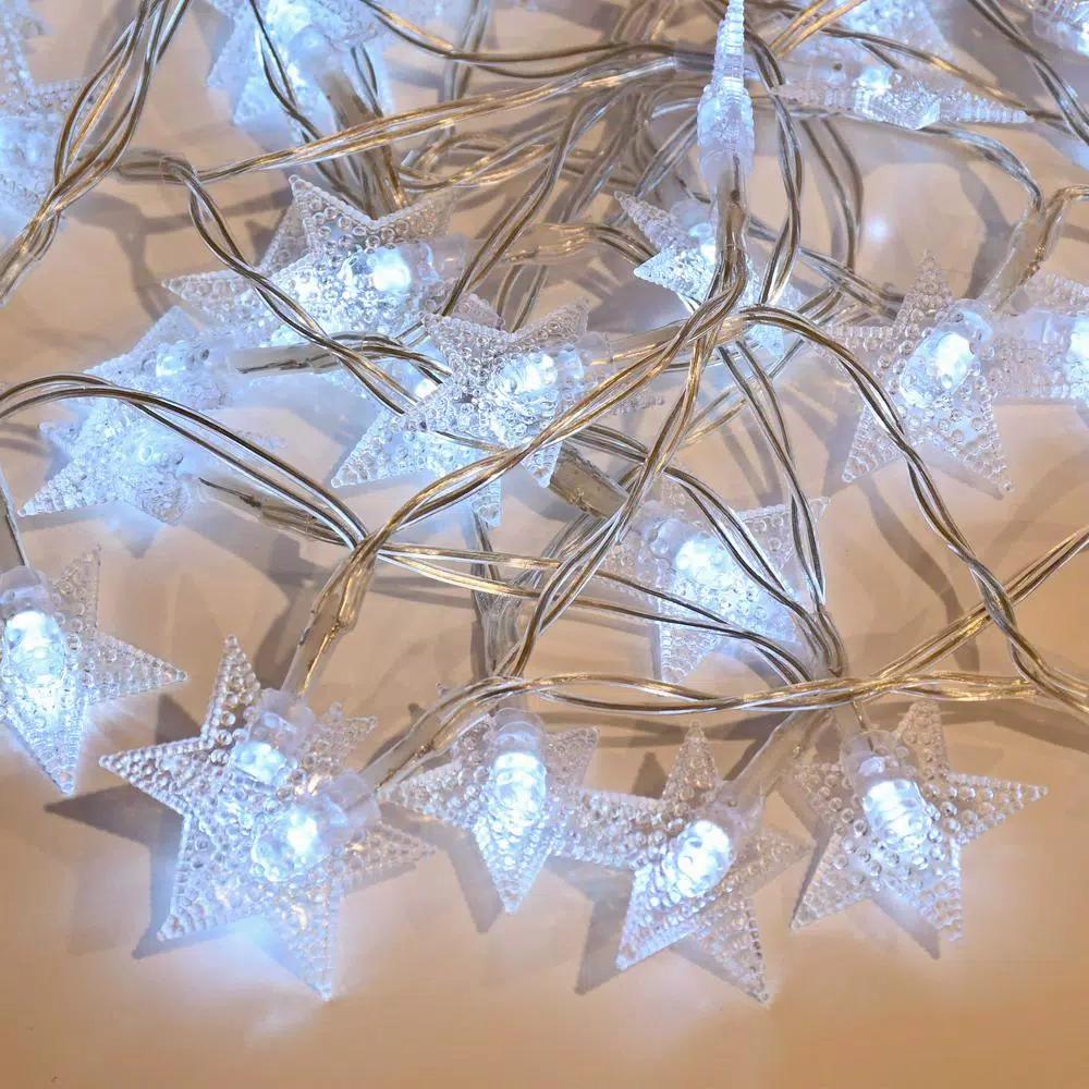 LUMABASE Battery Operated LED Star String Lights, Cool White, 8 ft. (Set of 2)