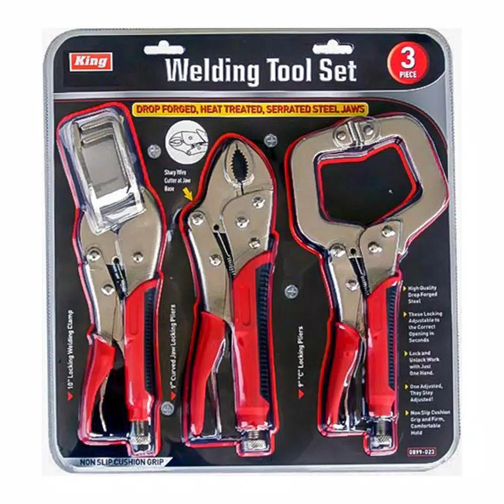 KING's 3-Piece Welding Tool Set, Drop Forged Steel Locking Pliers and Welding Clamps