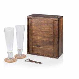 Legacy Pilsner Beer Gift Set with Acacia Wood Case, 2 Glasses, Cork Coasters, and Bottle Opener thumbnail 4
