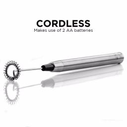 Ovente Electric Stainless Steel Milk Frother, Handheld Battery Operated Coffee Whisk, Silver (FRS1010S) thumbnail 3