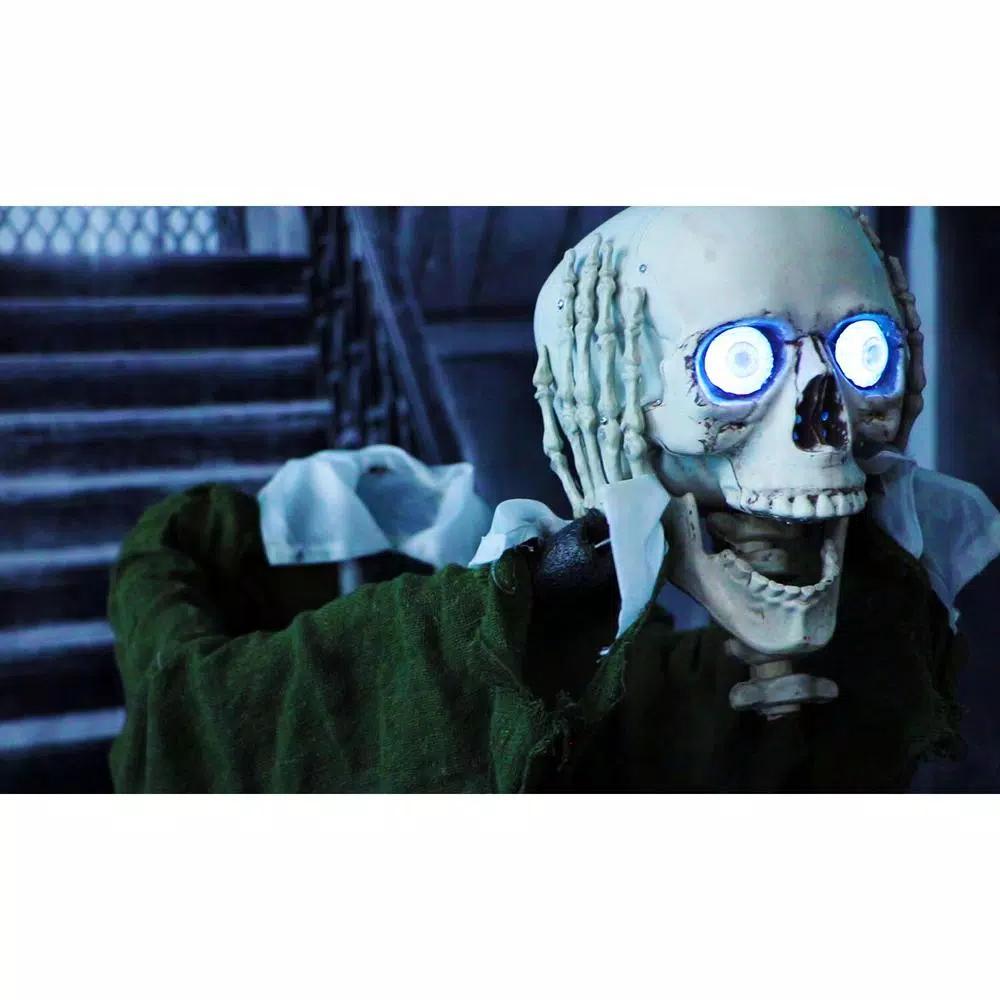Haunted Hill Farm 5 ft. Animatronic Headless Man Halloween Prop with Talking Skull