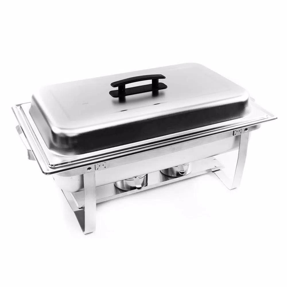 Alpha Living 8 Qt. Stainless Steel Chafing Dish Set of 2, Foldable Frame Buffet Server