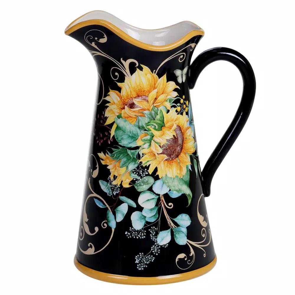 Certified International Sunflower Fields 96 oz. Multicolored Earthenware Pitcher