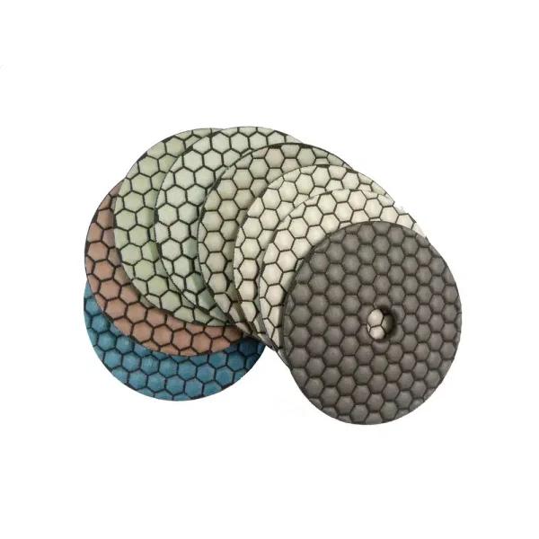 Monster 5 in. Honeycomb Dry Diamond Polishing Pad Set with Back Holder, 8-Piece Kit