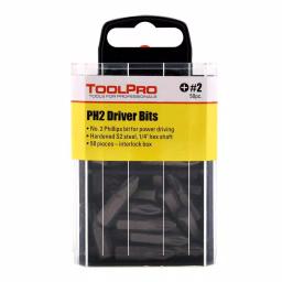 ToolPro 50-Piece #2 Phillips Bit Tips in Interlocking Storage Box thumbnail 3