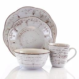 Elama Rustic Birch 16-Piece Stoneware Dinnerware Set, Service for 4 thumbnail 2