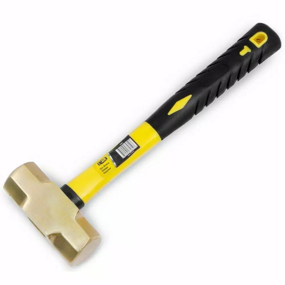 Stark 3 lb. Brass Sledge Hammer with Fiberglass Handle and Soft-Grip Rubber Cover