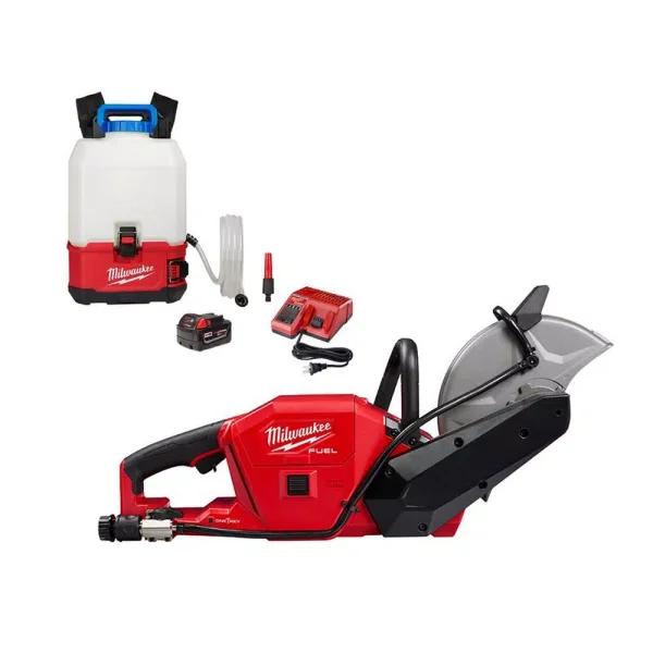 Milwaukee M18 FUEL 9 in. Cut Off Saw with ONE-KEY & M18 SWITCH TANK 4 Gal. Backpack Water Supply Kit