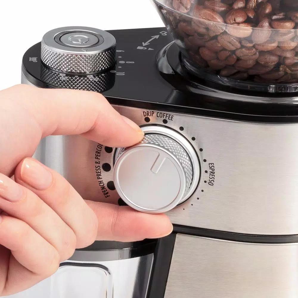 Hamilton Beach 16 oz Stainless Steel Burr Coffee Grinder with 18 Grind Settings